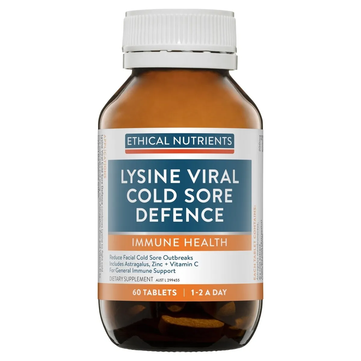 Ethical Nutrients Immuzorb Lysine Viral Cold Sore Defence 60 Tablets