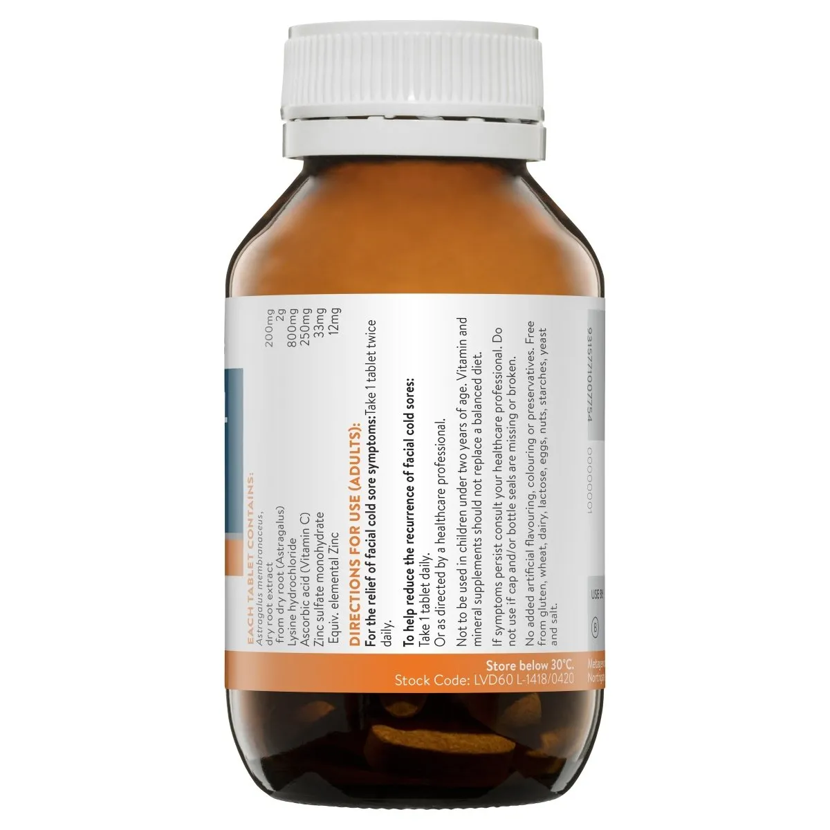 Ethical Nutrients Immuzorb Lysine Viral Cold Sore Defence 60 Tablets