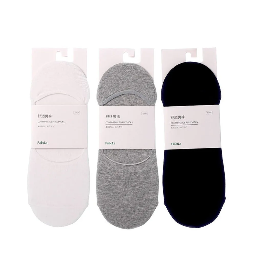 FaSoLa Men's Cotton No-Show Socks - White, 1 Pair