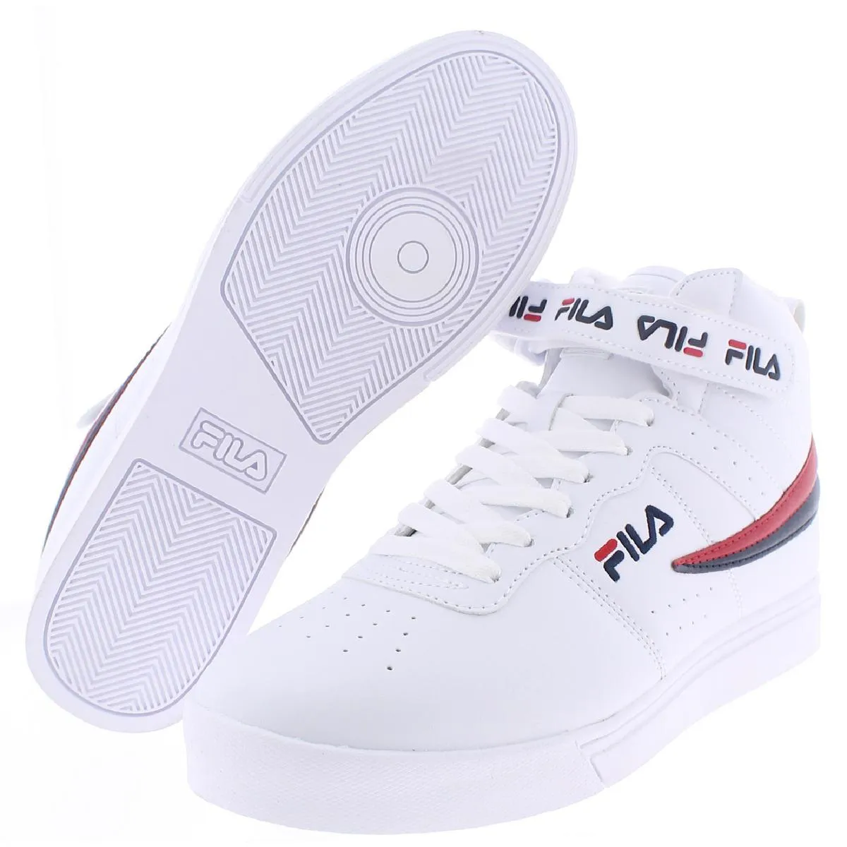 Fila Womens Vulc 13 Repeat Logo Faux Leather Mid Top Basketball Shoes