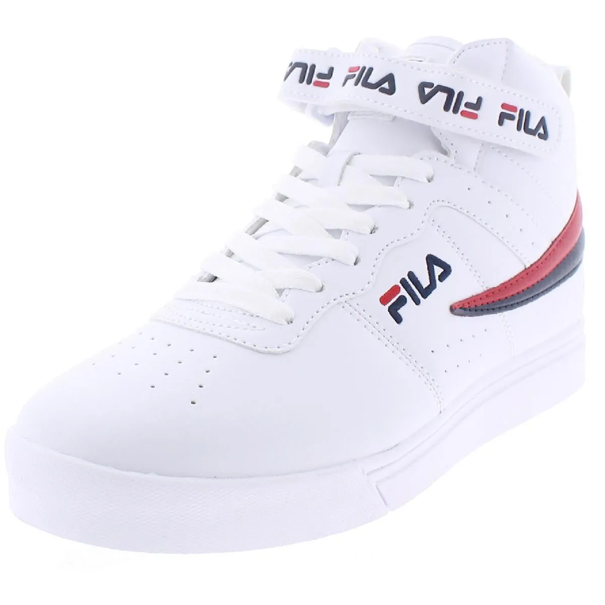 Fila Womens Vulc 13 Repeat Logo Faux Leather Mid Top Basketball Shoes