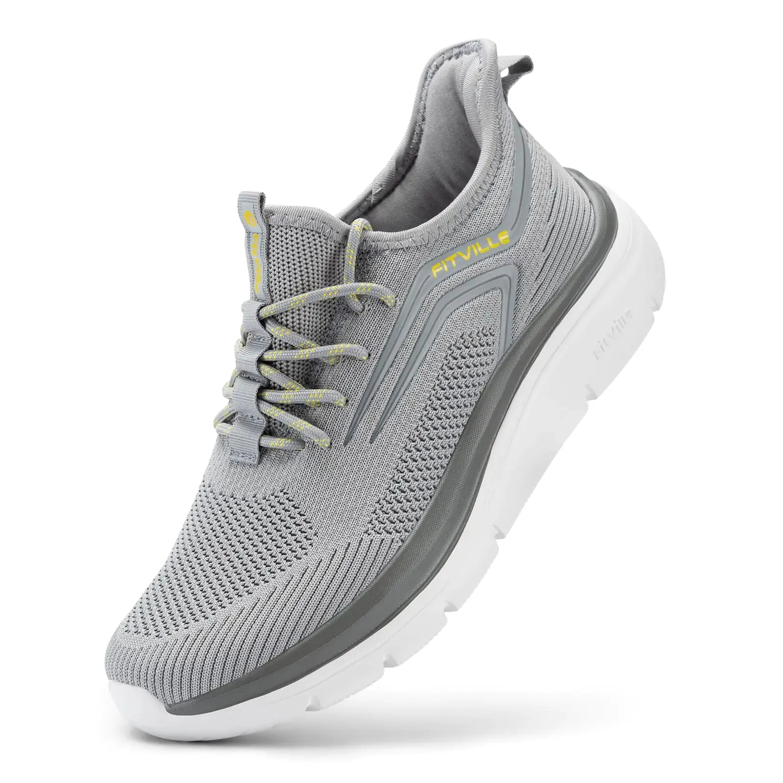 FitVille Mens Wide Walking Shoes Athletic Sneakers Lightweight Workout Slip-on Shoes for Flat Feet - Cloud Strider V1