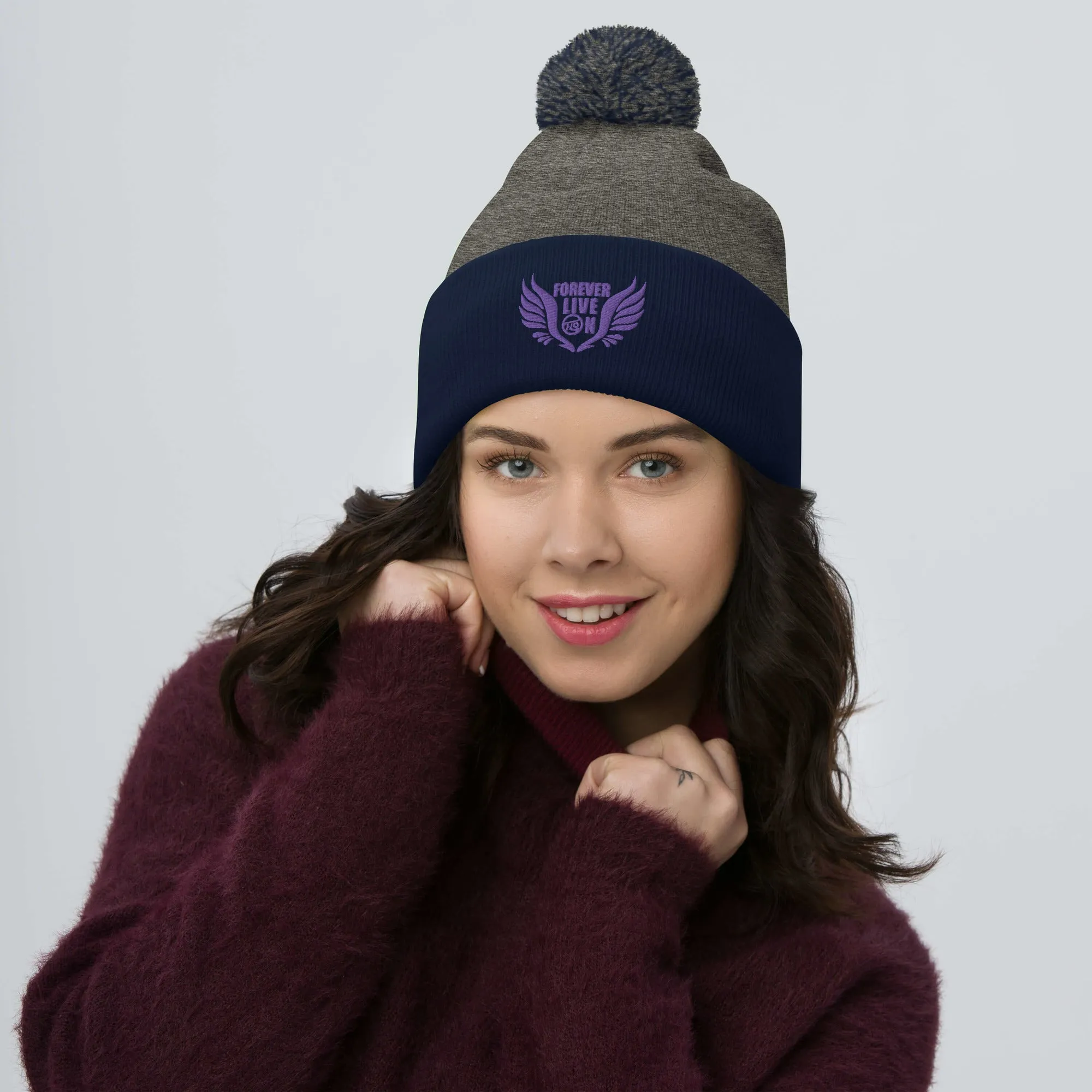FLO Wings Pom-Pom Beanie (Purple)