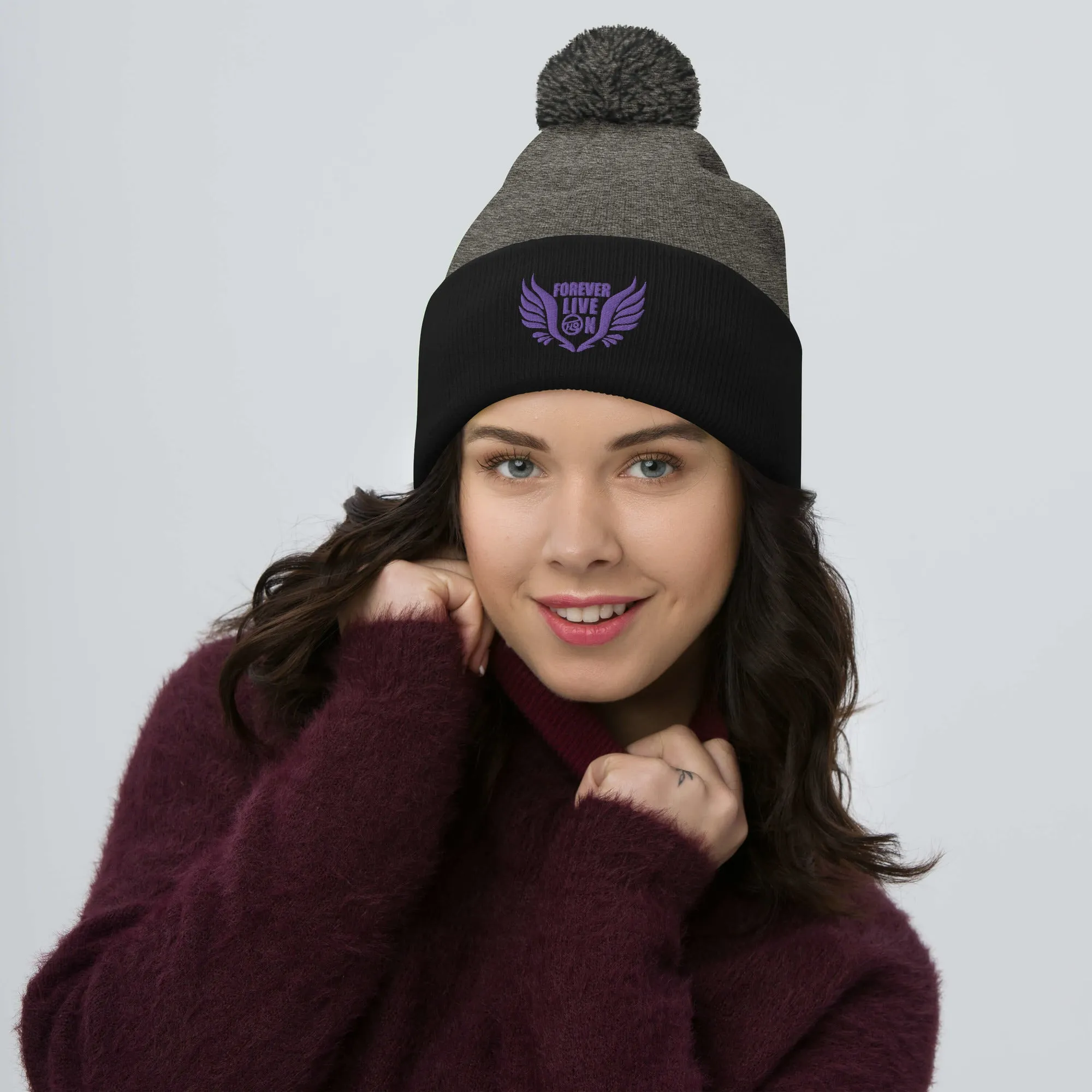 FLO Wings Pom-Pom Beanie (Purple)