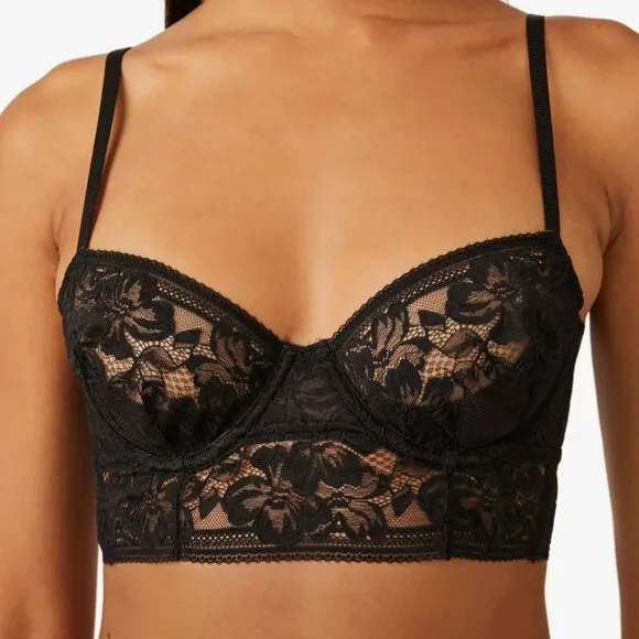 Free People Intimately Sorento Demi Longline Bra Panty Set in Black