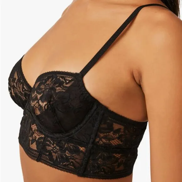 Free People Intimately Sorento Demi Longline Bra Panty Set in Black