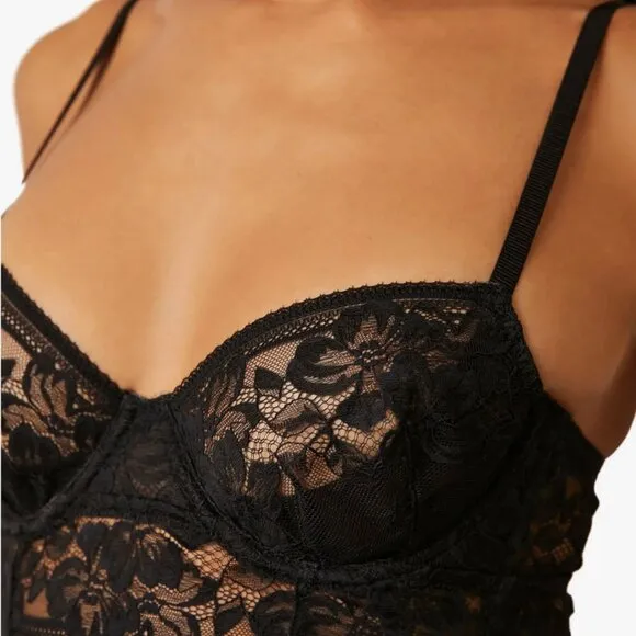Free People Intimately Sorento Demi Longline Bra Panty Set in Black