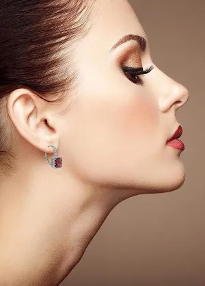 Garnet Princess Cut 925 Silver Earrings for Women