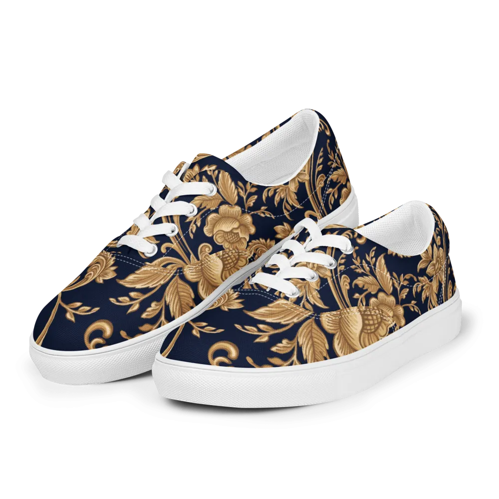 Gold Floral Canvas Shoes