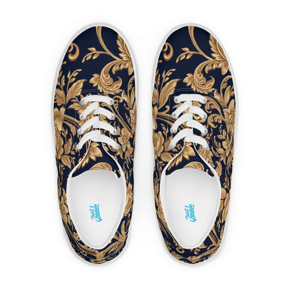 Gold Floral Canvas Shoes