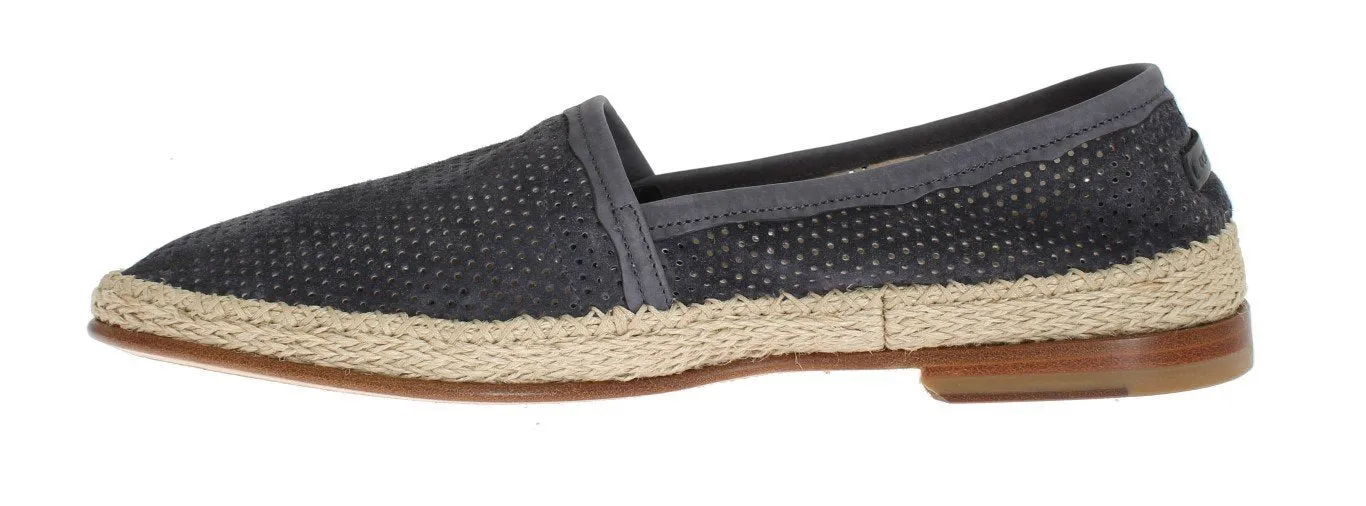 Gray Suede Breathable Logo Loafers