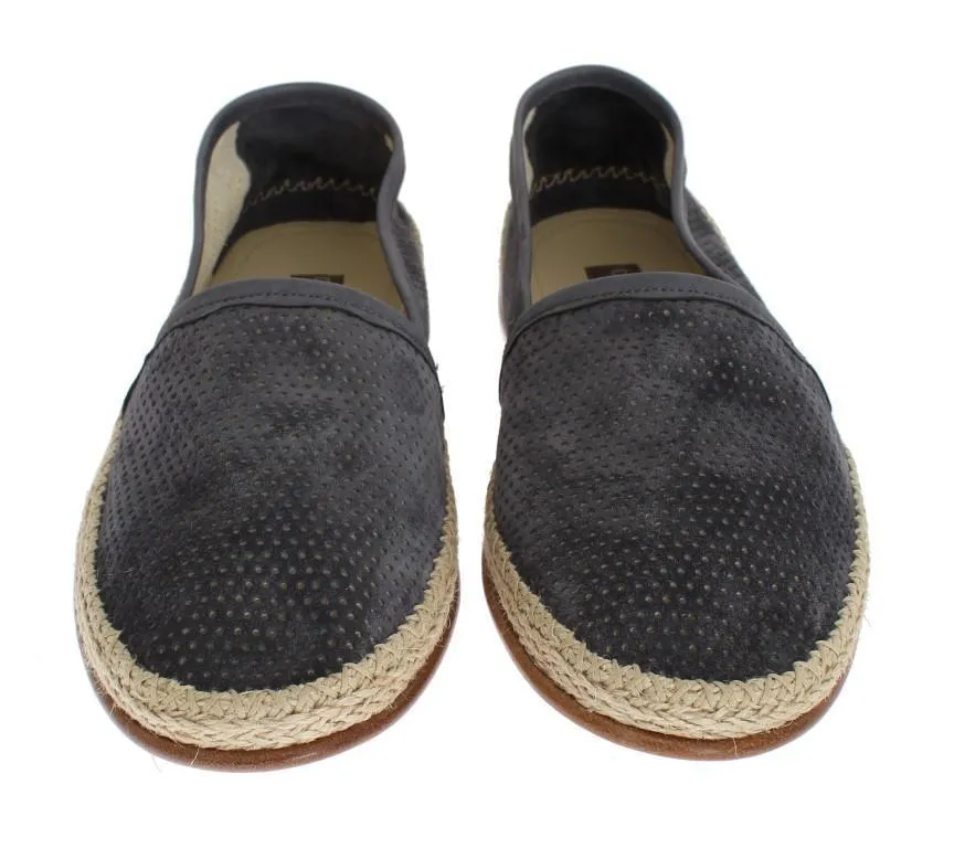 Gray Suede Breathable Logo Loafers