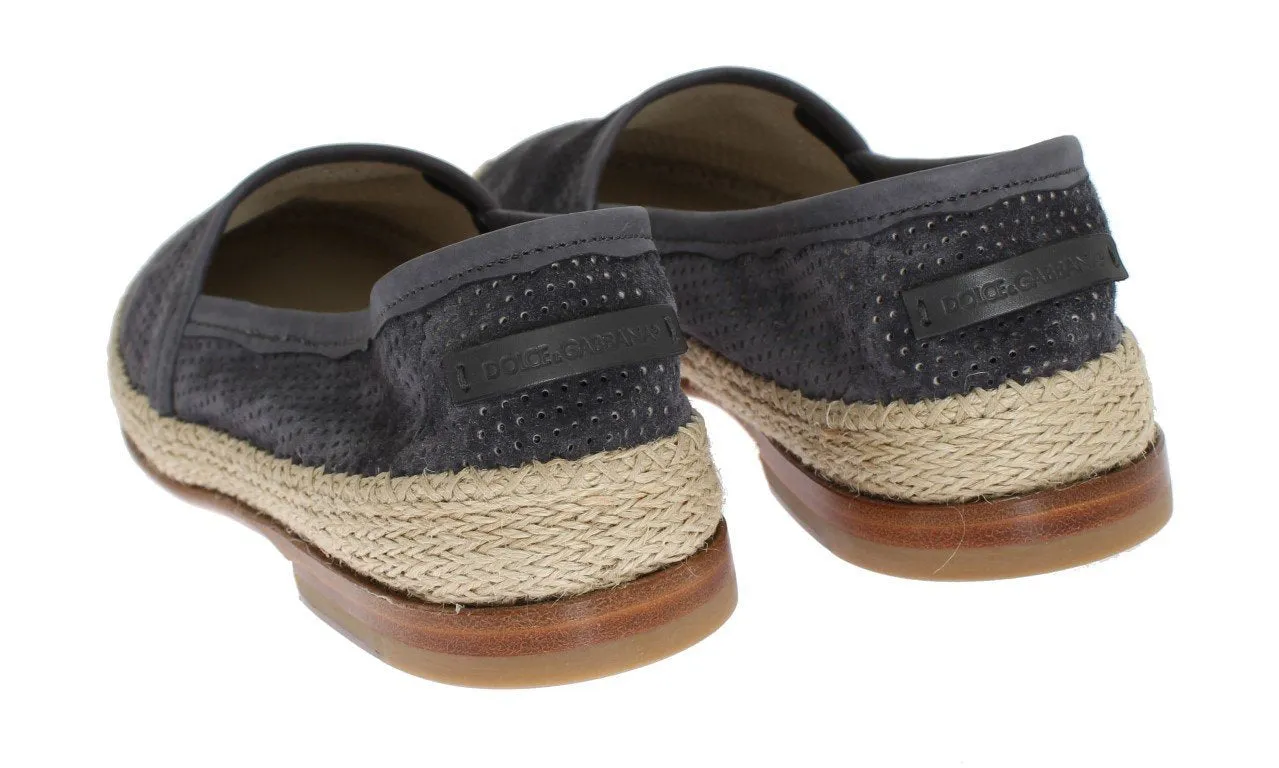 Gray Suede Breathable Logo Loafers