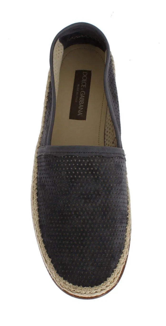 Gray Suede Breathable Logo Loafers