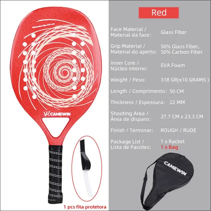 High quality carbon and glass fiber beach tennis racket soft face tennis racquet with protective