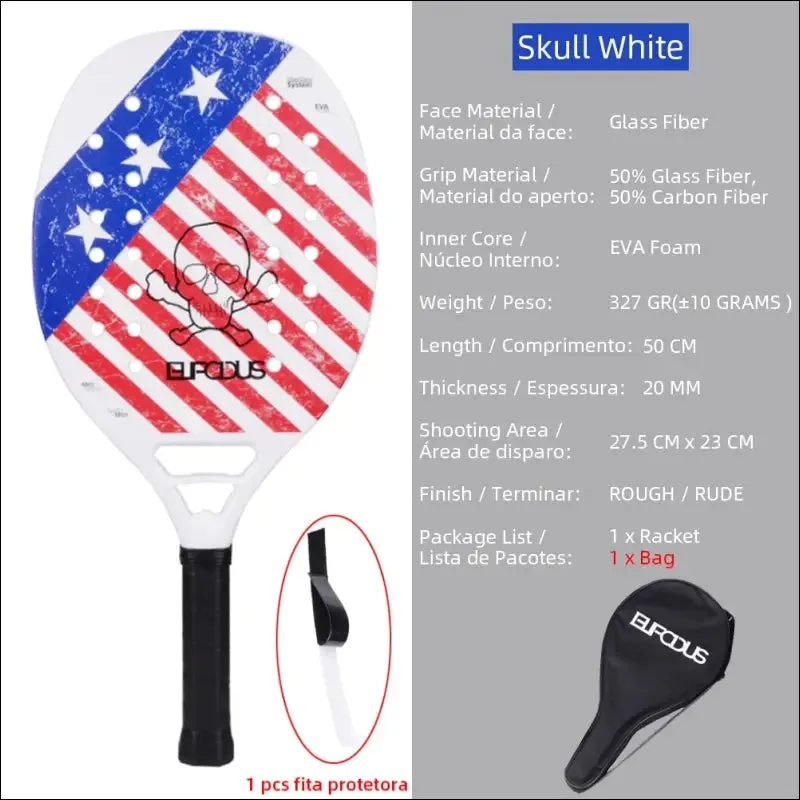 High quality carbon and glass fiber beach tennis racket soft face tennis racquet with protective