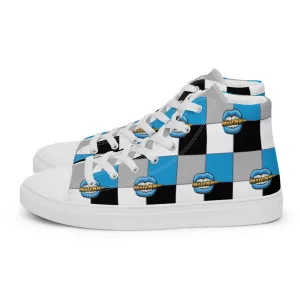 Ice Blue Logo Colorblock Men’s High Top Canvas Shoes