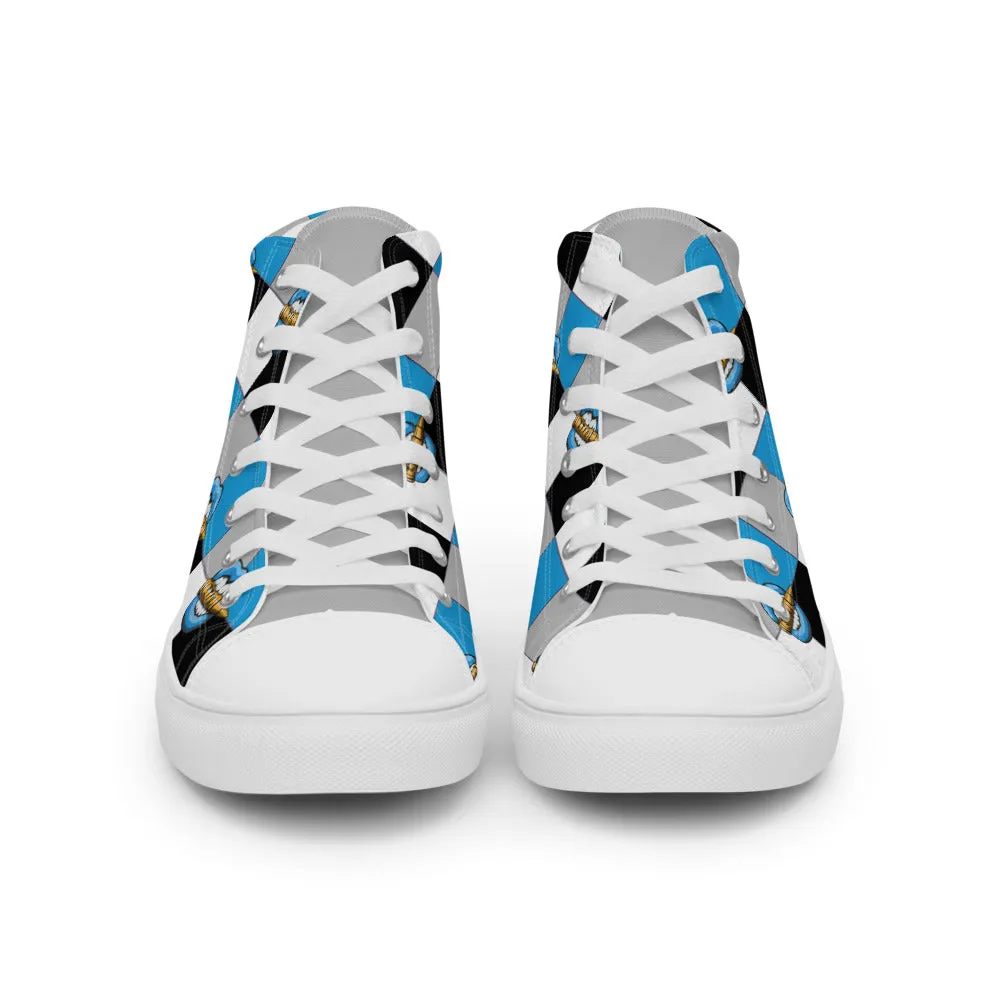 Ice Blue Logo Colorblock Men’s High Top Canvas Shoes
