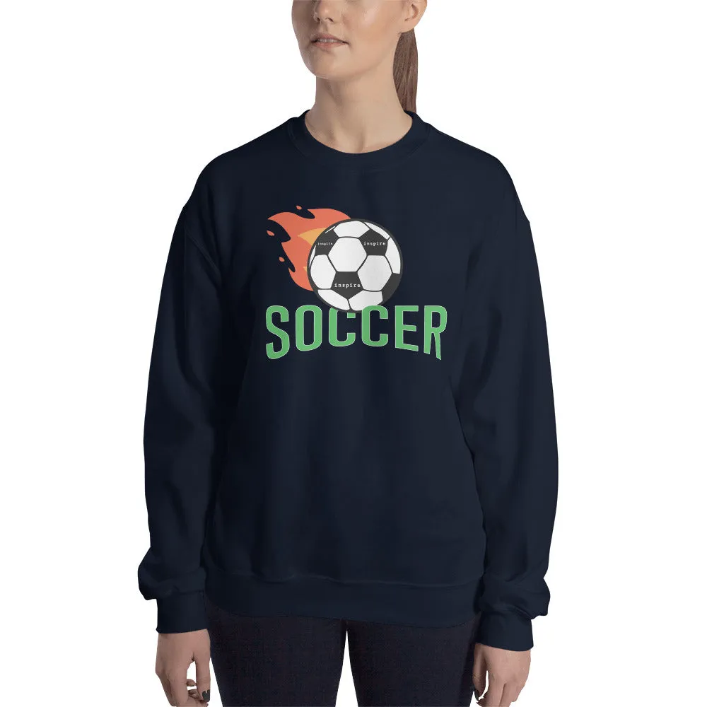 inspire Soccer Ball Flamin' Unisex Crewneck