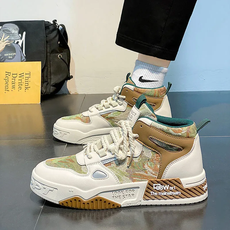INSTOCK-Spring men's shoes new breathable high-top canvas shoes