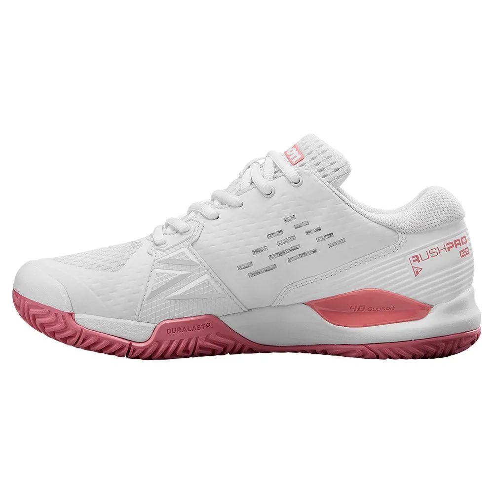 Juniors` Rush Pro Ace Tennis Shoes White and Mauveglow