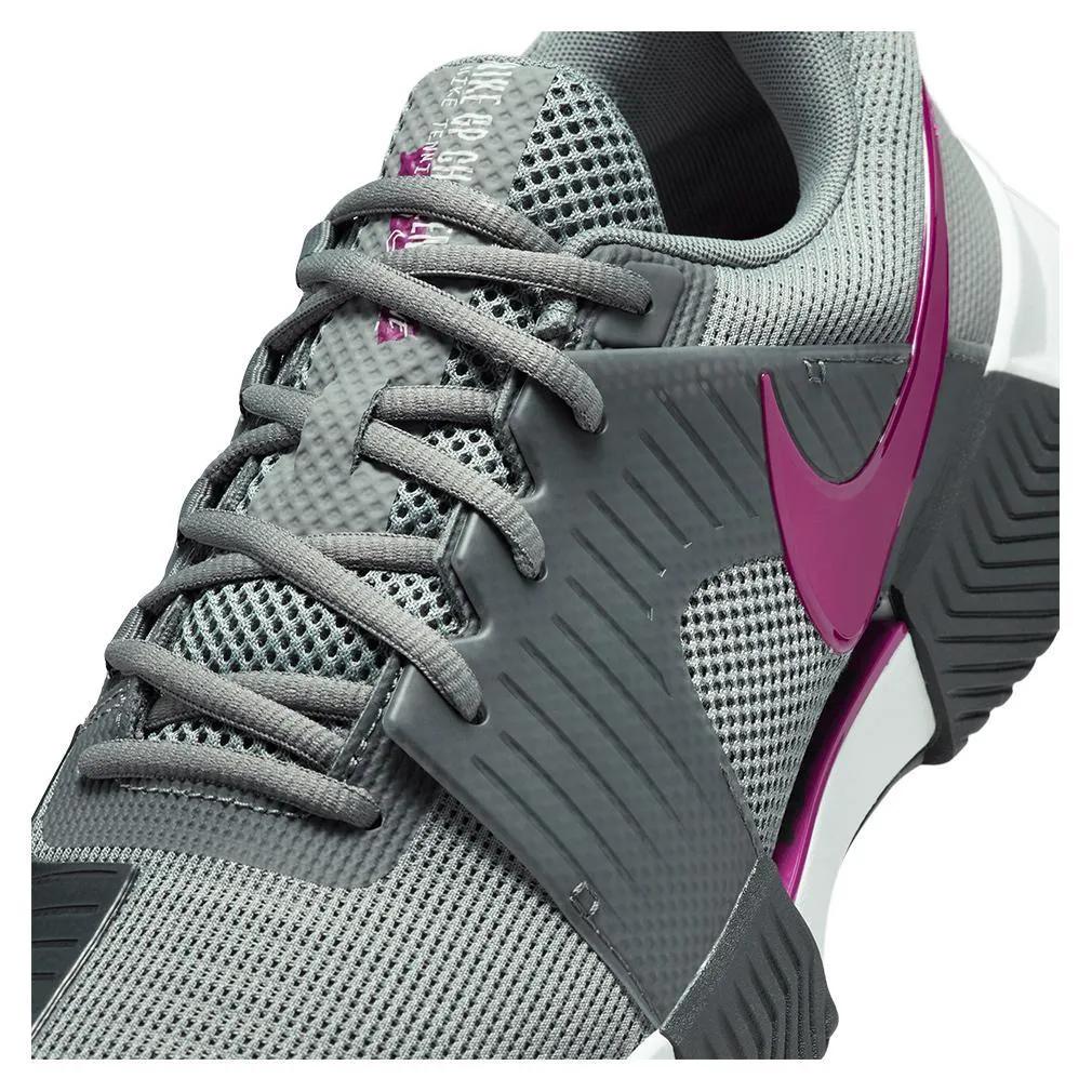 Juniors' Zoom GP Challenge 1 Tennis Shoes Smoke Grey and Sangria
