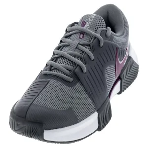 Juniors' Zoom GP Challenge 1 Tennis Shoes Smoke Grey and Sangria