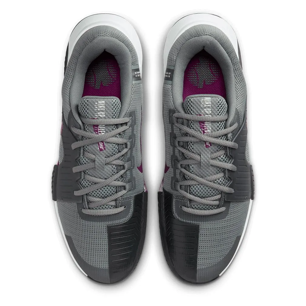 Juniors' Zoom GP Challenge 1 Tennis Shoes Smoke Grey and Sangria