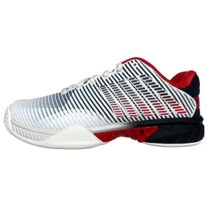K-Swiss Bright White, Stretch Limo, & High Risk Red Hypercourt Express 2 Men's Tennis Shoes