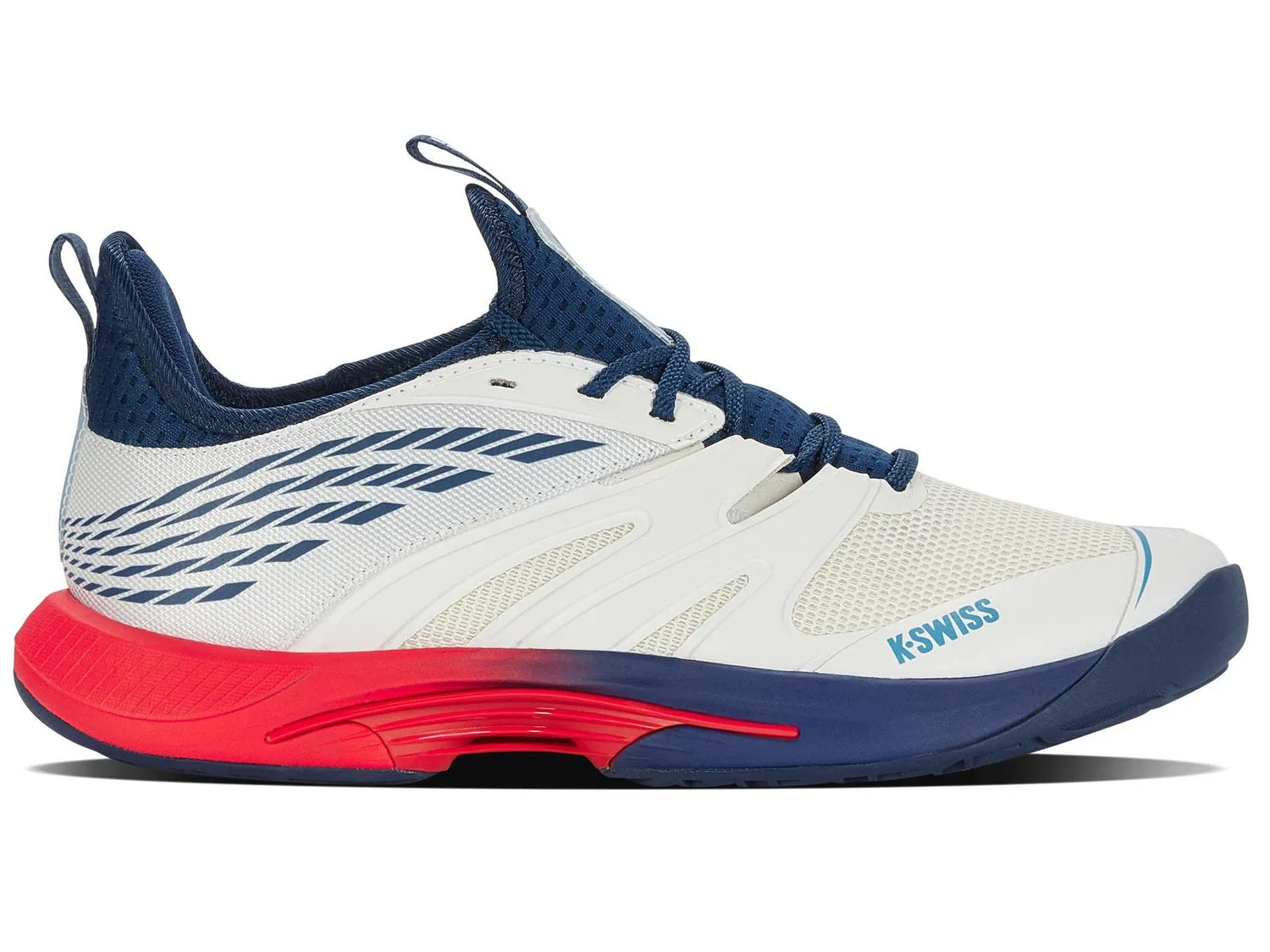 K-Swiss Men's SpeedTrac Tennis Shoes in Blanc De Blanc/ Blue Opal /Lollipop