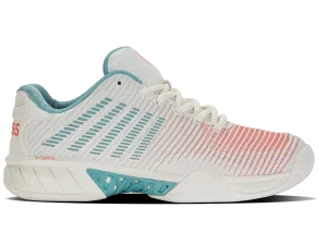 K-Swiss Women's Hypercourt Express 2 Tennis Shoes in Blanc De Blanc/ Nile Blue/ Desert Flower