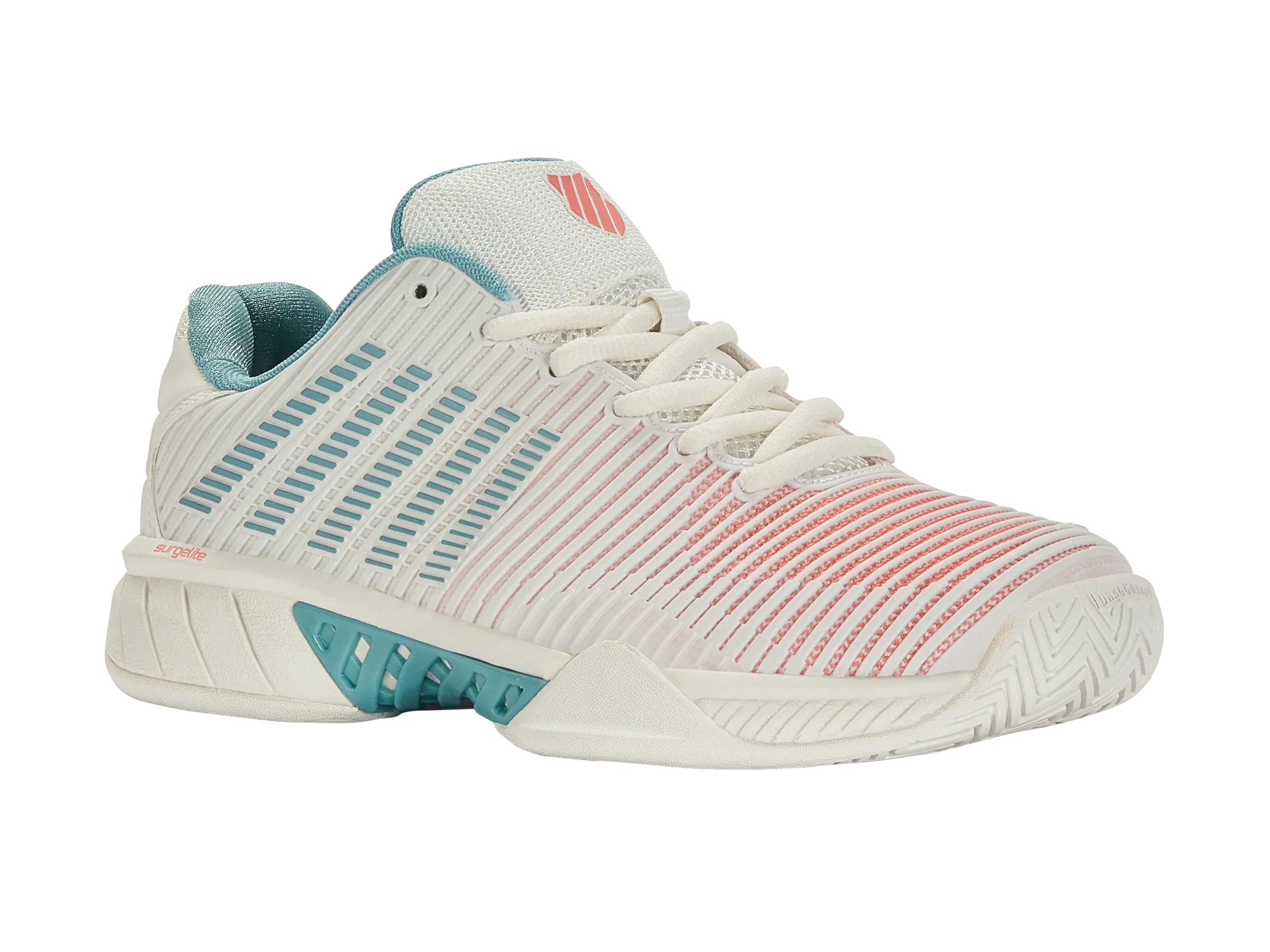 K-Swiss Women's Hypercourt Express 2 Tennis Shoes in Blanc De Blanc/ Nile Blue/ Desert Flower