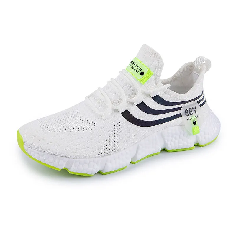 Korean Popcorn Rubber Combination Bottom Stretch Fly Woven Sports Shoes