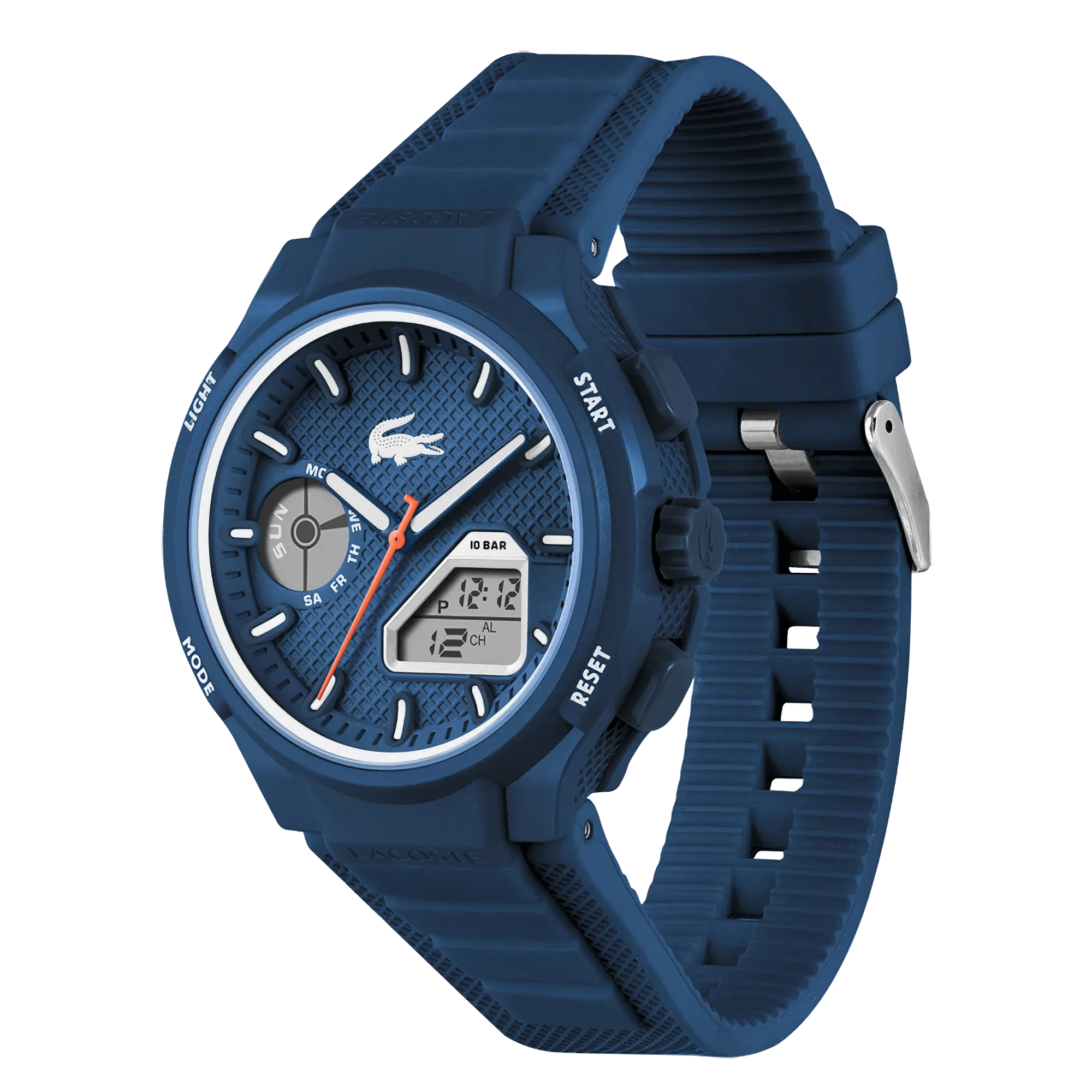 Lacoste LC33 World Time Chrono Light Navy Date Dial Silicone Strap Men's Watch