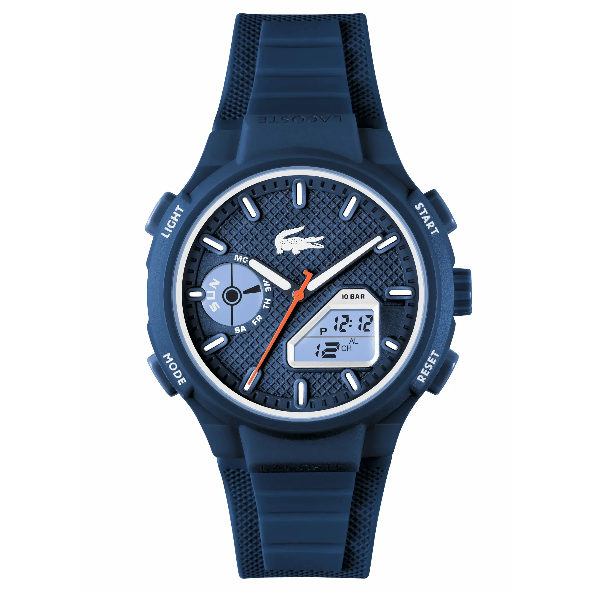 Lacoste LC33 World Time Chrono Light Navy Date Dial Silicone Strap Men's Watch
