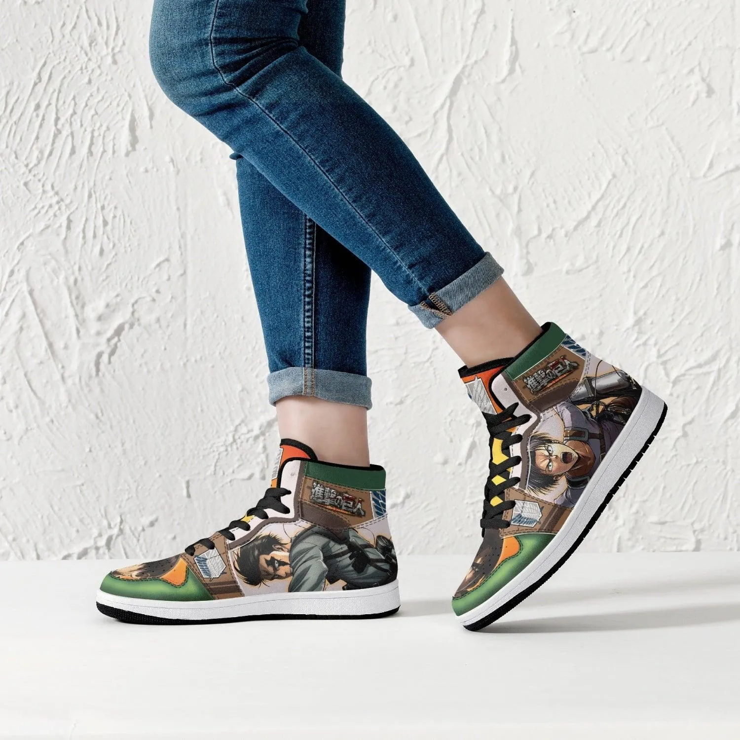 Levi Ackerman Shingeki no Kyojin Mid 1 Basketball Shoes