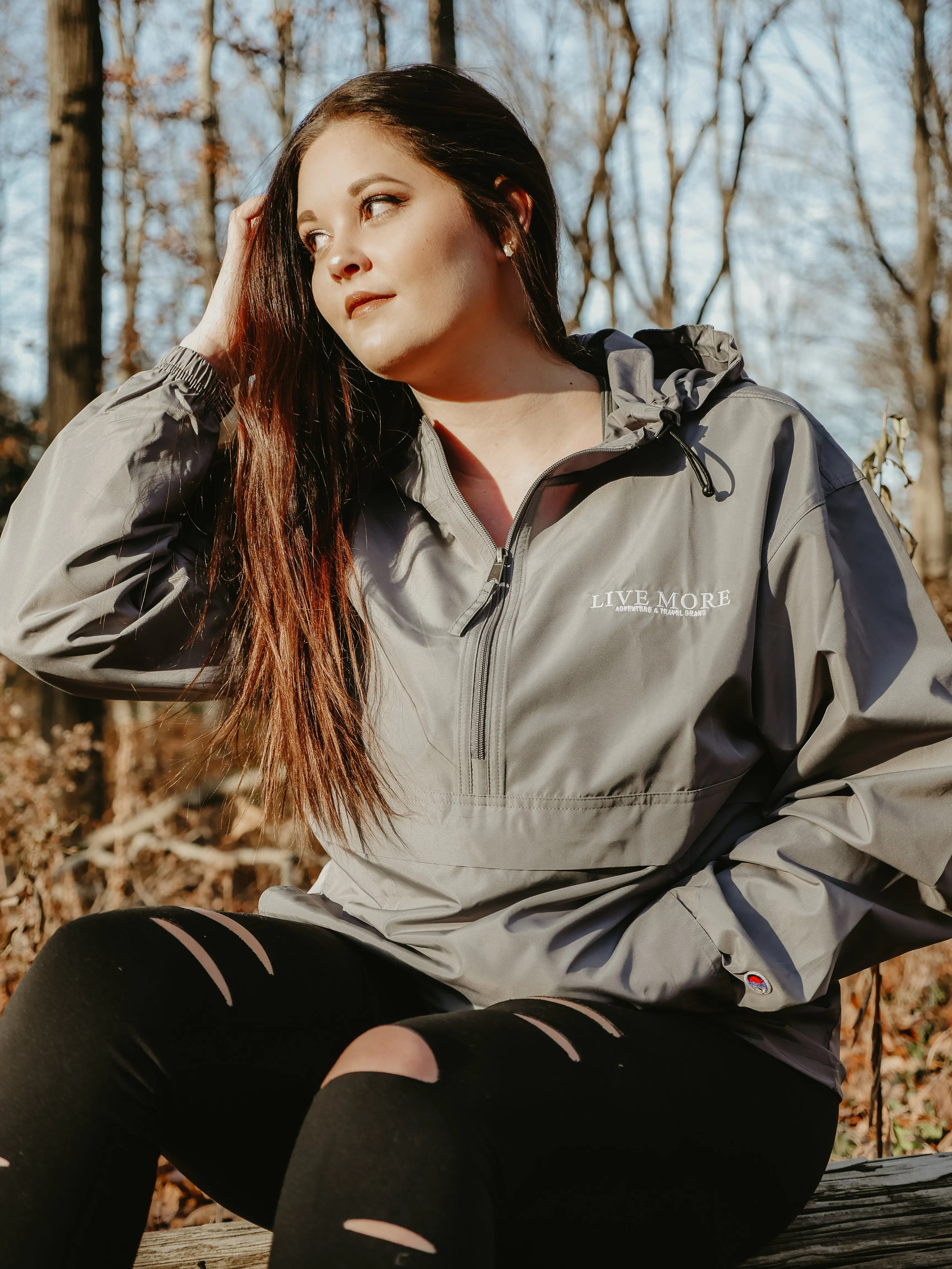 Live More Embroidered Champion Packable Jacket
