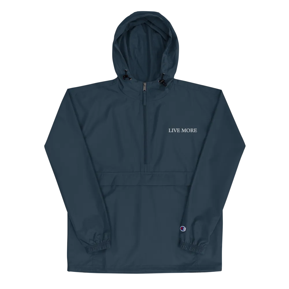 Live More Embroidered Champion Packable Jacket