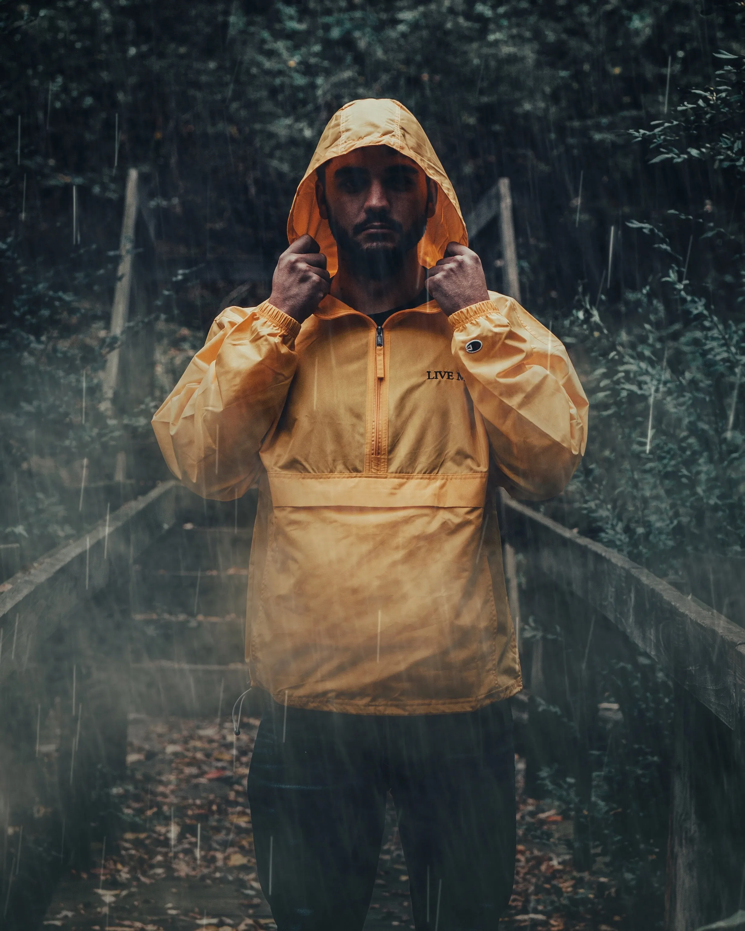 Live More Embroidered Champion Packable Jacket
