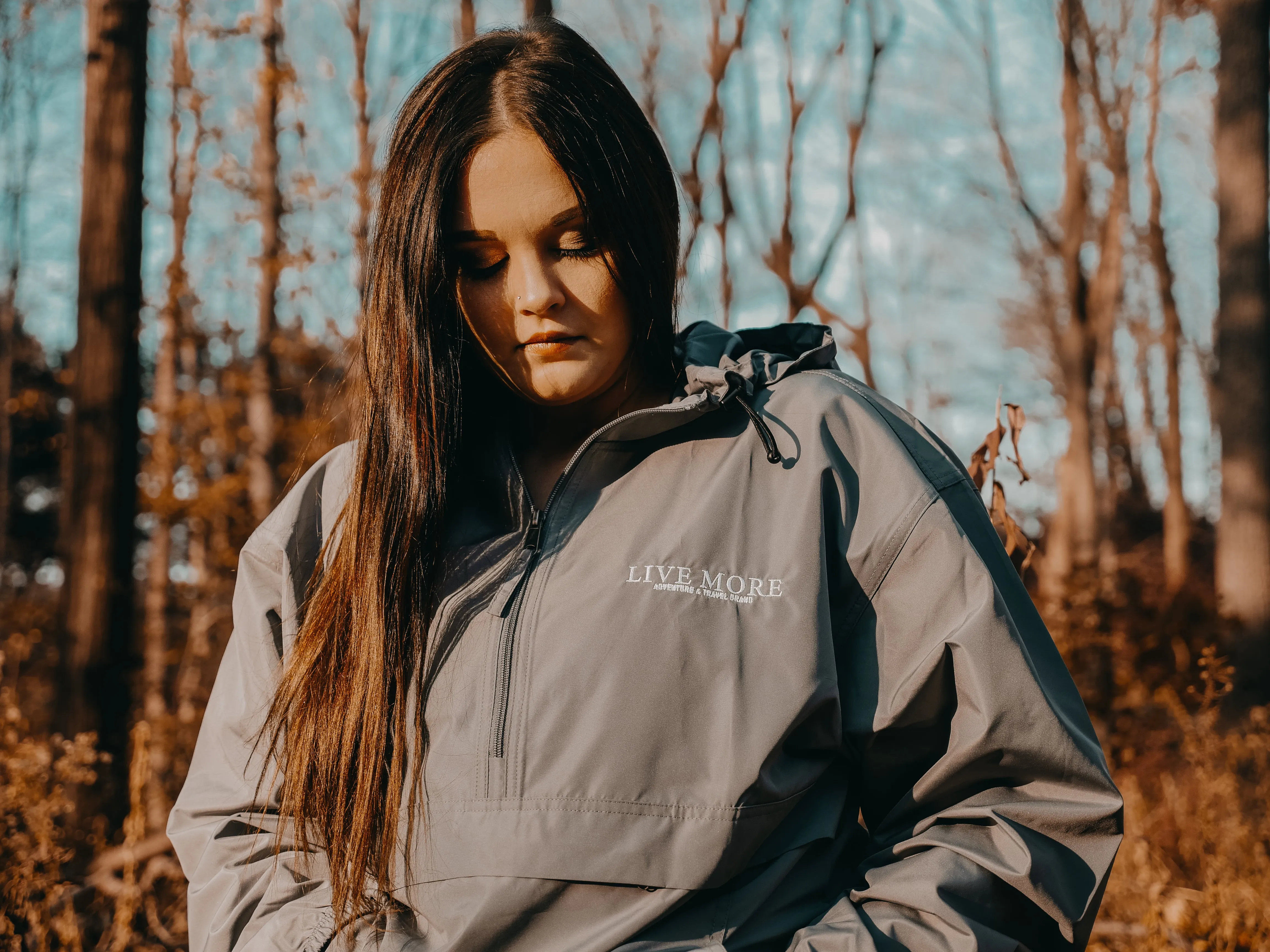 Live More Embroidered Champion Packable Jacket