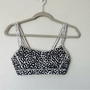 Lululemon 2 Straight Up Sports Bra Ace Spot Dottie Dash White Black Dots Size 8