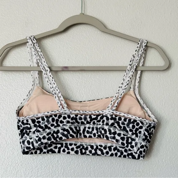 Lululemon 2 Straight Up Sports Bra Ace Spot Dottie Dash White Black Dots Size 8