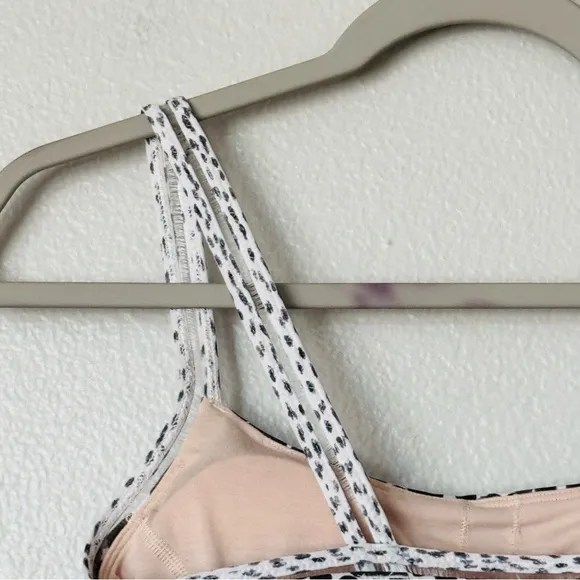 Lululemon 2 Straight Up Sports Bra Ace Spot Dottie Dash White Black Dots Size 8