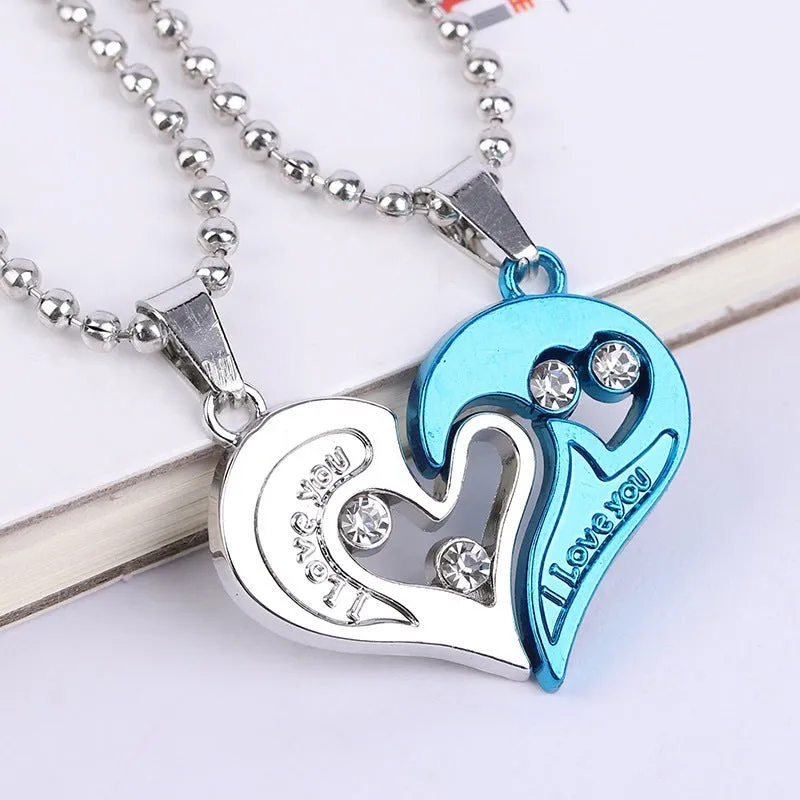 Matching Friendship Promise Couple Heart Necklace