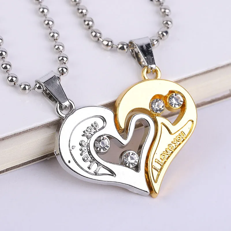 Matching Friendship Promise Couple Heart Necklace