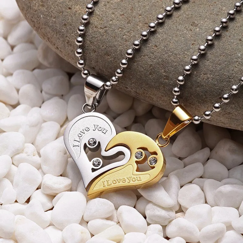 Matching Friendship Promise Couple Heart Necklace
