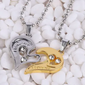 Matching Friendship Promise Couple Heart Necklace
