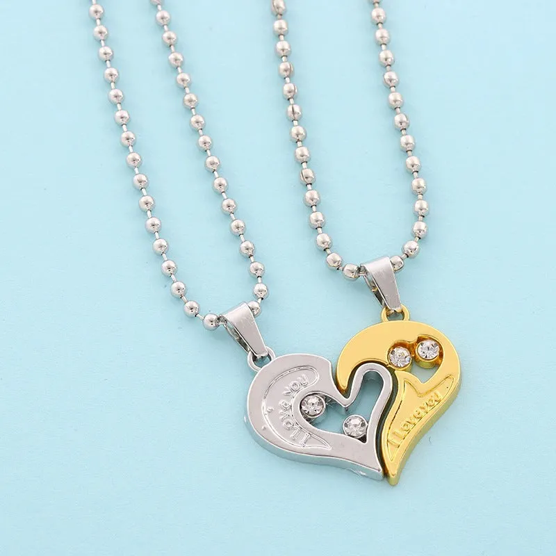 Matching Friendship Promise Couple Heart Necklace