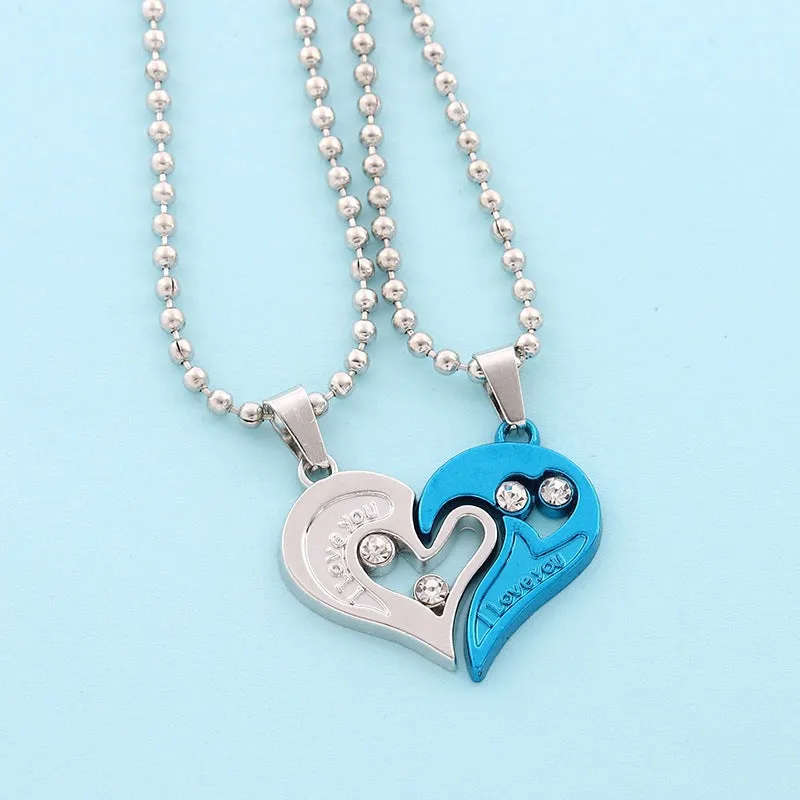 Matching Friendship Promise Couple Heart Necklace