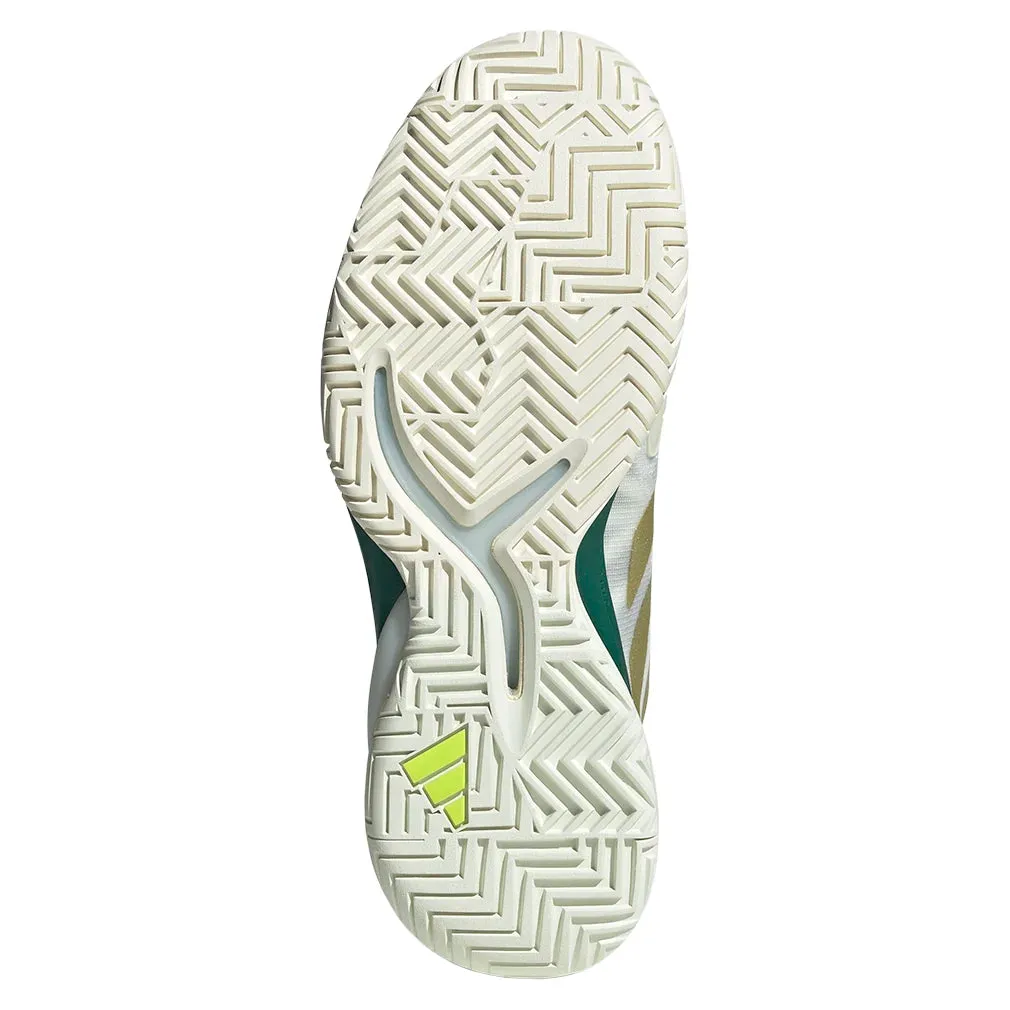 Men`s Adizero Cybersonic 2 Tennis Shoes Core White and Gold Metallic